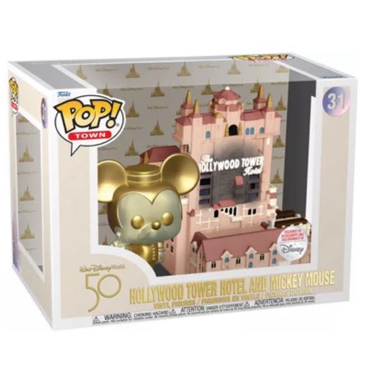 Funko Pop! Disney Hollywood tower hotel and Mickey Mouse Gold (Exclusivité Disney)