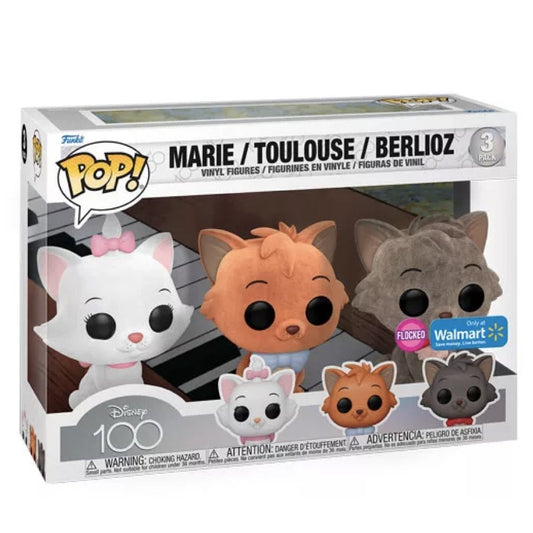 Funko Pop! Disney - Marie / Toulouse / Berlioz Flocked 3 Pack Walmart Exclusive)